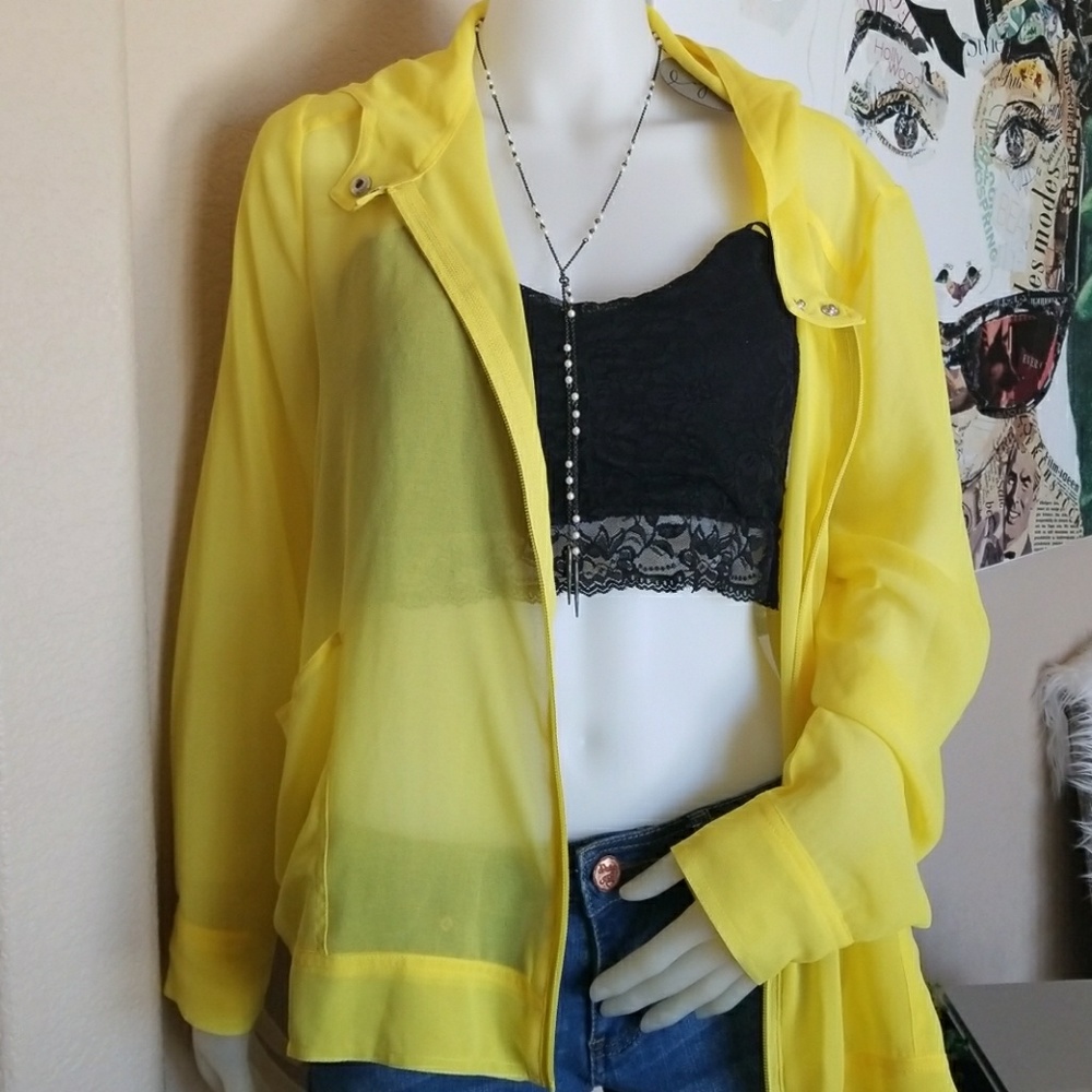 Lynn Ritchie Silver Yellow Sheer Hoodie Coverup